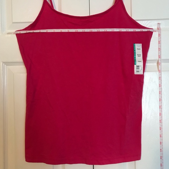 NWT Time&Tru / Hot Pink Cami/ XL (16-18)/ Swoop Neck/ Fitted/ Cotton & Spandex - Picture 5 of 7